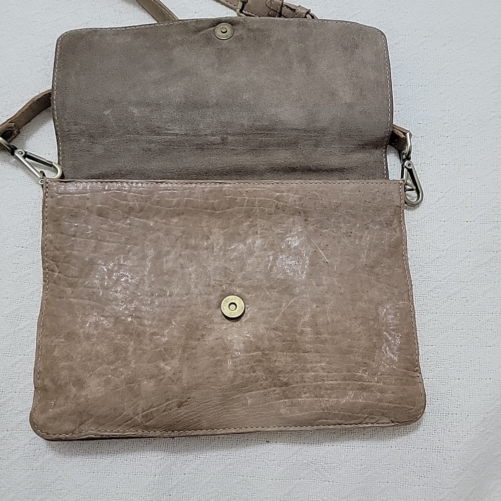Maxon Made in Italy Tan Pebbled Leather Crossbody Messenger Boho Shoulder Bag - Picture 6 of 14